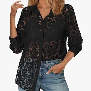 Elegant Black Lace Women's Top